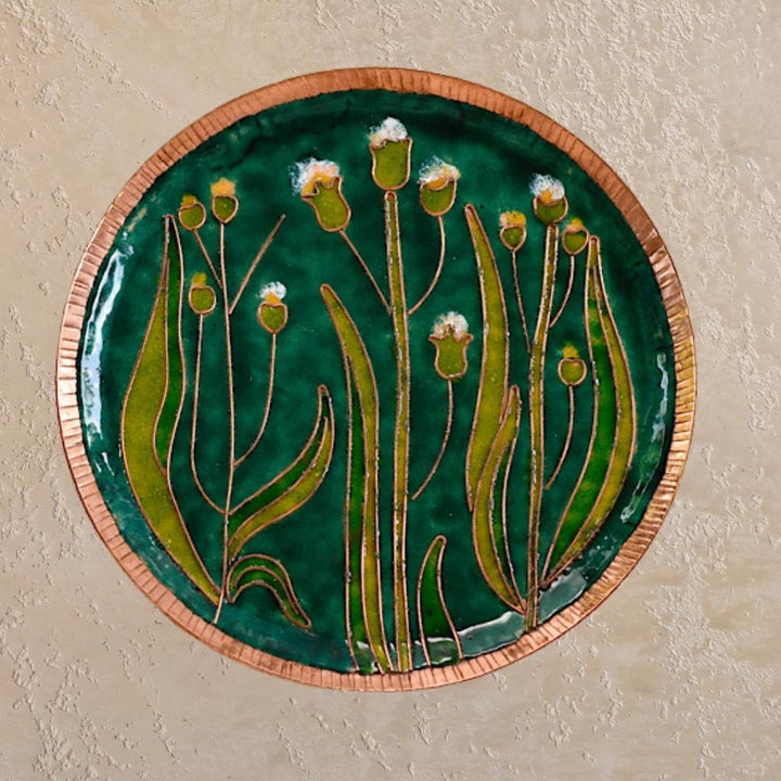 Gardens Of Vishwakarma Decorative Plate | Hand-crafted | Green Emilia