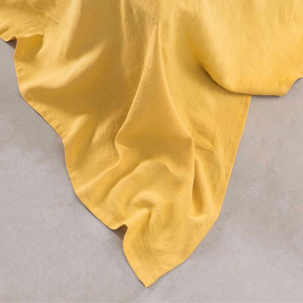 Luscious Linen Bed Sheet & Pillow Case Set | Bright Mustard for Bright Bed Room