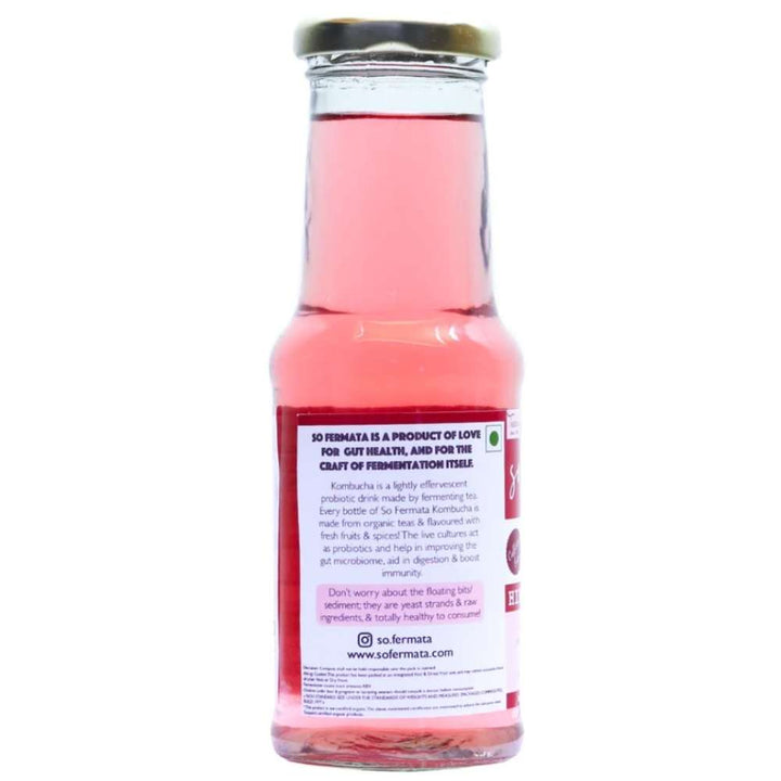 Handcrafted Hibiscus Kombucha | Organic | Probiotic | Gut Health | 200 ML