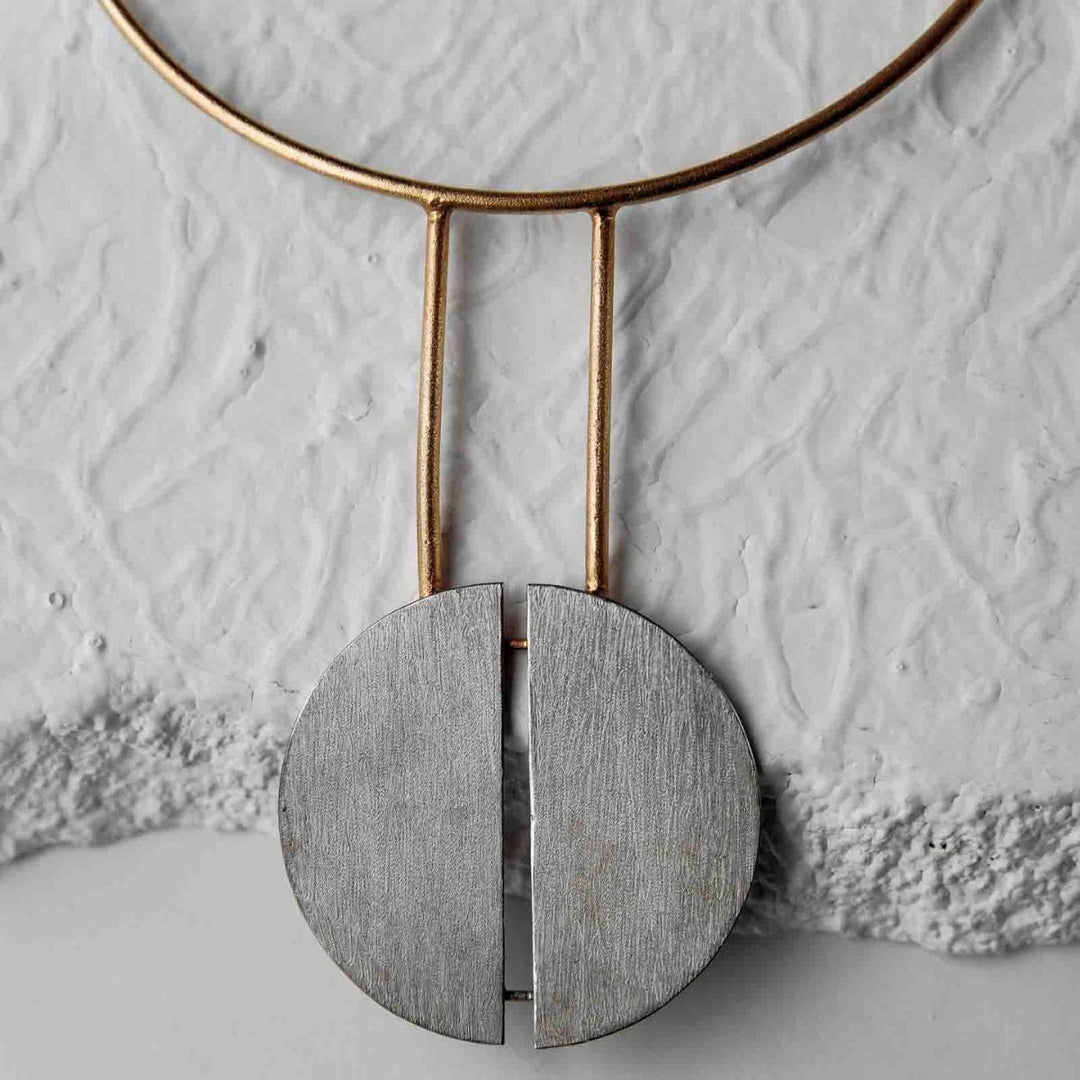 Twinning Moon | Dual Finish Brass Neckpiece | Versatile