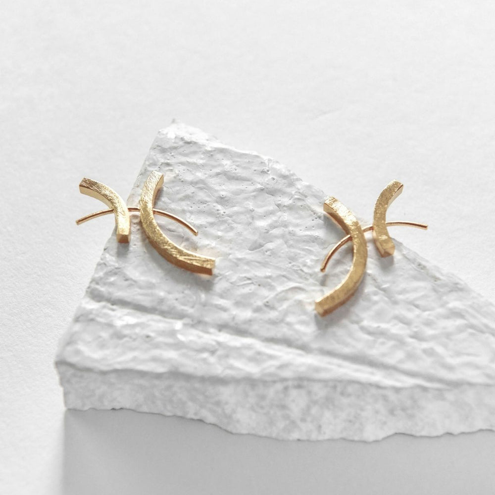 Eke Studs | Gold Finish | Brass | Statement Earrings | Sustainable | Aesthetic