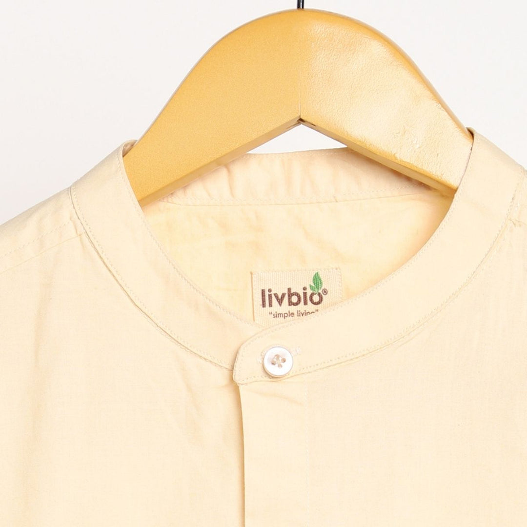 Naturally Dyed Mens Round Neck Shirt | Organic Cotton | Creamy Corn Yellow