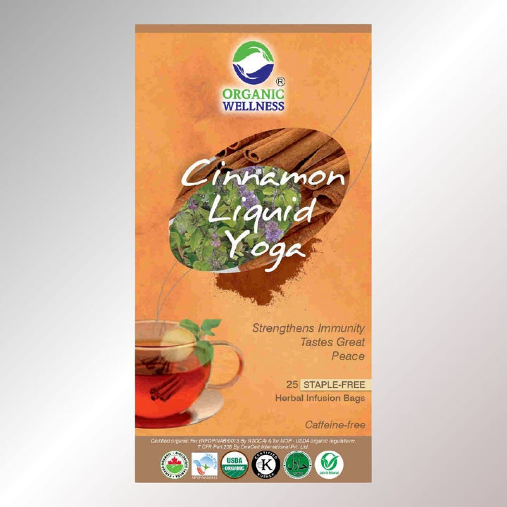 Cinnamon Liquid Yoga Herbal Tea | Caffeine-Free | Organic | 25 Staple Free Tea Bags