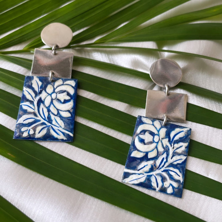 Chrysanthemum Earrings | Silver Jewellery | Hand Painted | Minimal Design