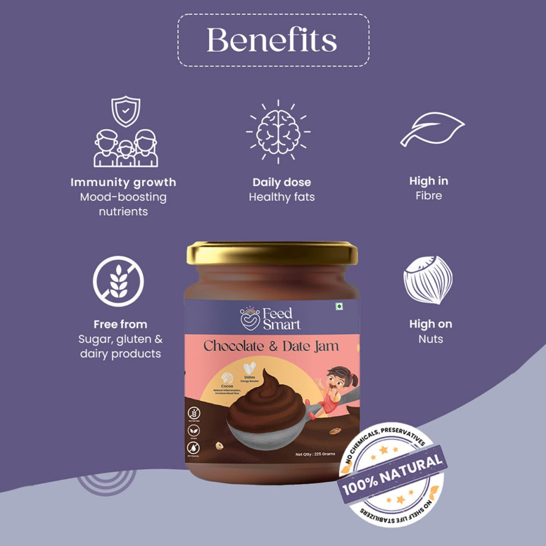 Chocolate And Date Jam | Vegan | Pure Dates-No Sugar-No Artificial Colours or Flavours