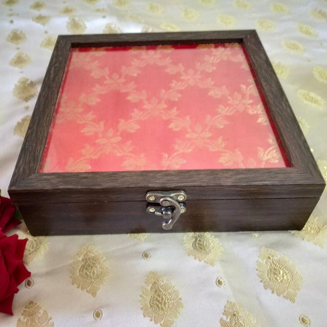 Red Banarasi Jewellery Box | Hand-Crafted | Storage Box | 8 X 8 Inches