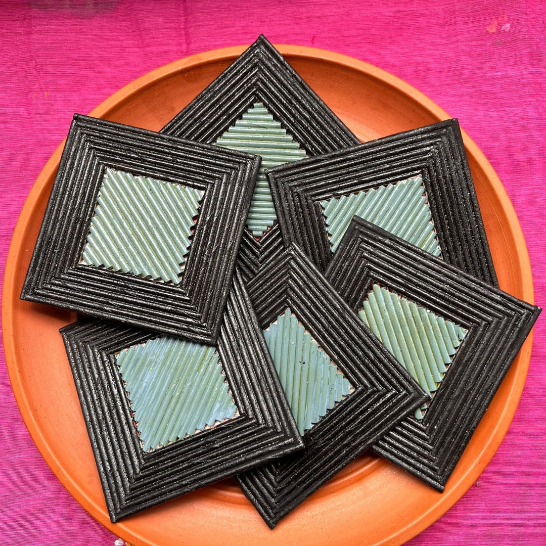 Sky Square Coasters | Durable | Artistic Paper Craft | Hand Crafted | Set of 6