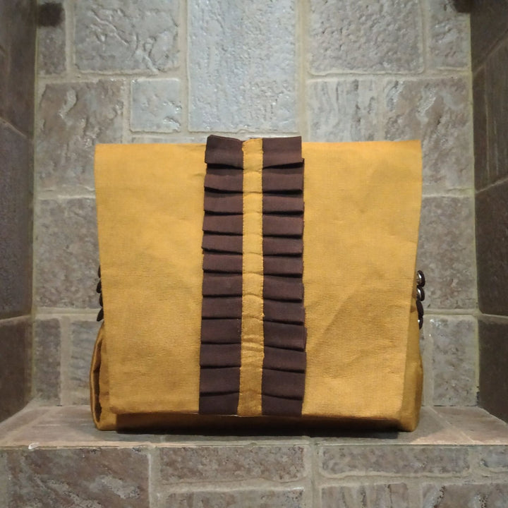 Golden Brown Chic Sling Bag | Pleated Style | Hand-Crafted