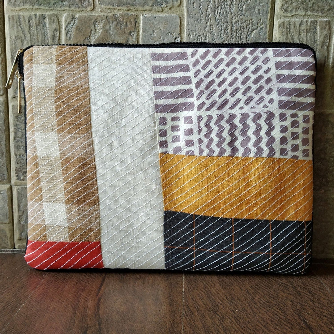 Geometric Embroidered Laptop Sleeve with Cushioning | 11 Inches