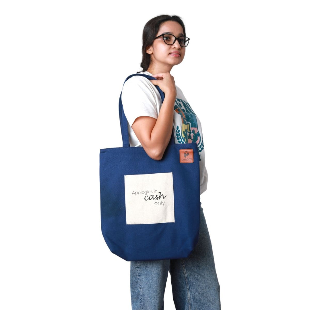 Hand-Crafted Cotton Tote Bag | Gadget Safe | Apologies In Cash Only