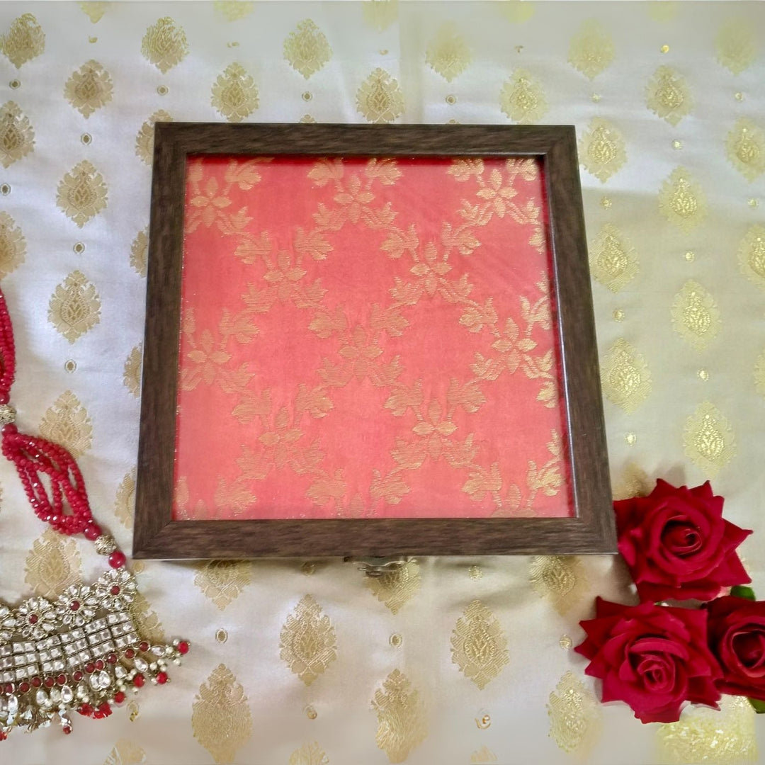 Red Banarasi Jewellery Box | Hand-Crafted | Storage Box | 8 X 8 Inches