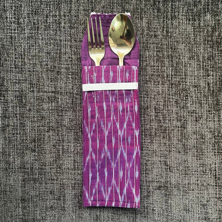 Magenta Ikat Cotton Cutlery Wrap | Hand Crafted