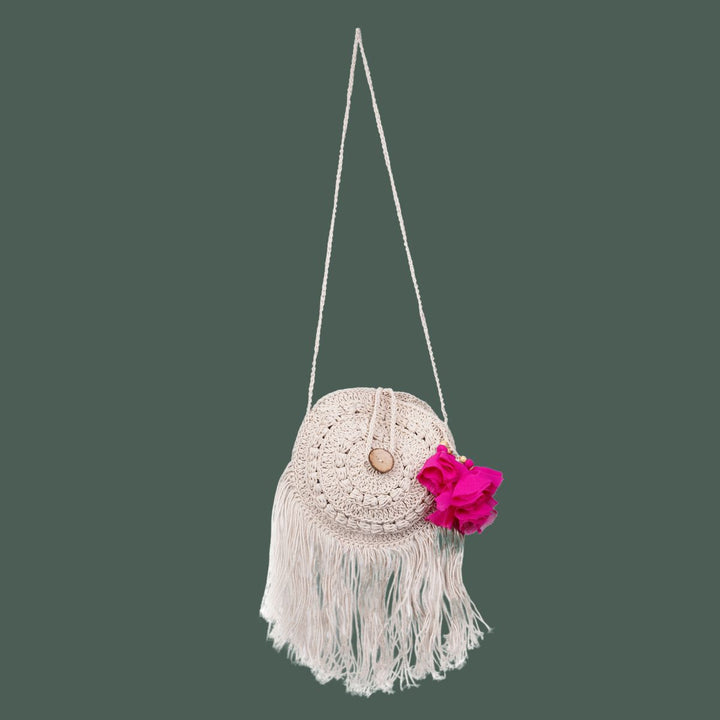 Dream Catcher Mini Sling Bag | Hand-Crochet | Cotton Yarn | Off White