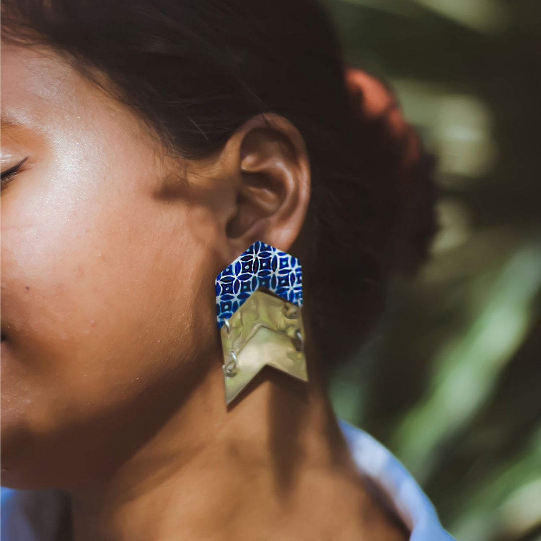 Disha Earrings | Silver Jewellery | Hand Painted Earrings | Unique Design