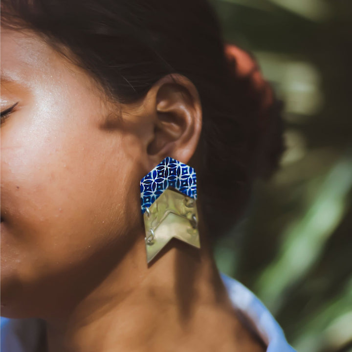 Disha Earrings | Silver Jewellery | Hand Painted Earrings | Unique Design