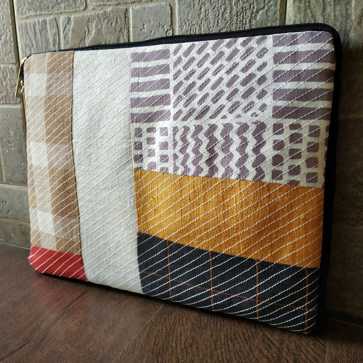 Geometric Embroidered Laptop Sleeve with Cushioning | 11 Inches