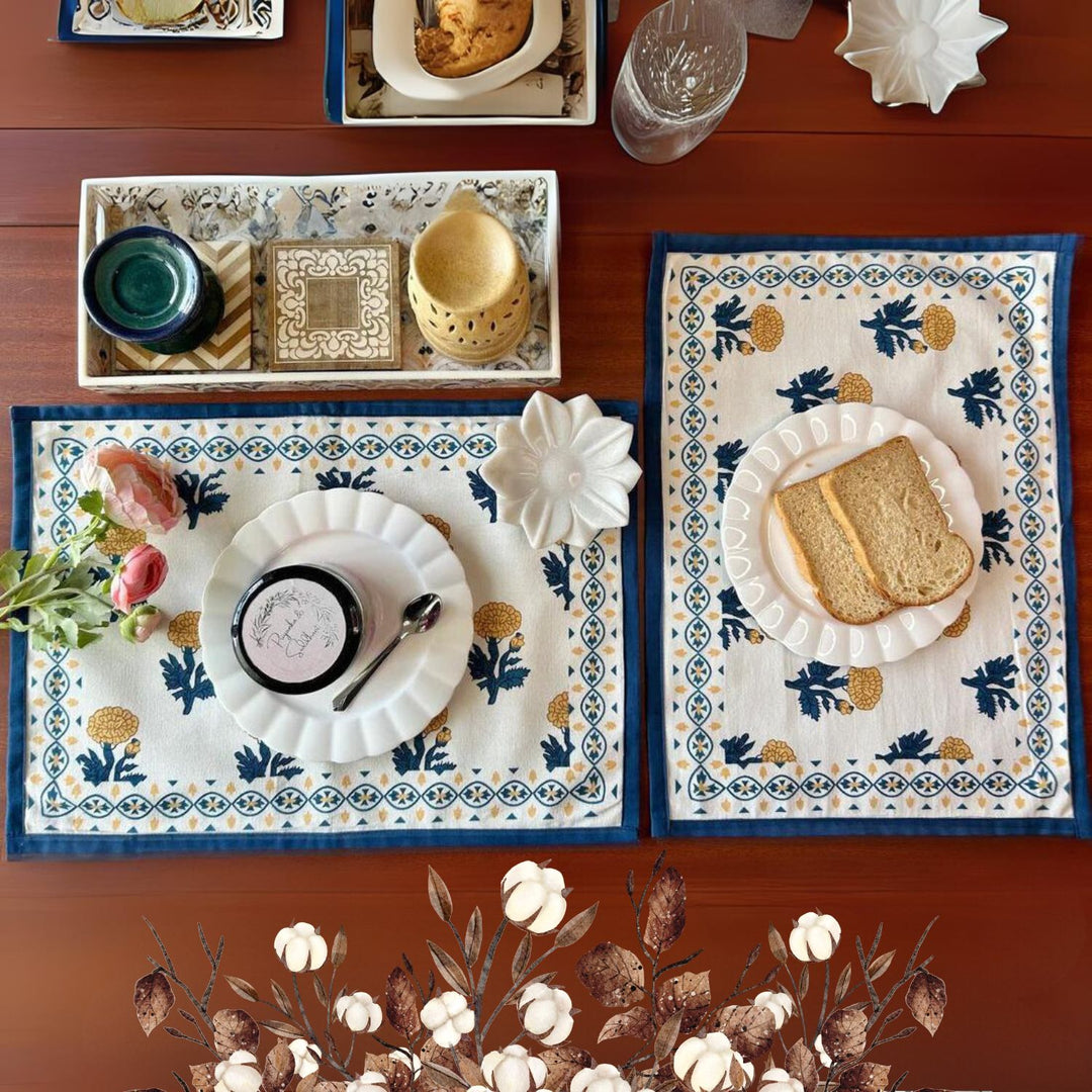 Teal Blush Table Mats | Intricate Pattern | Sustainable | 12x18 Inches