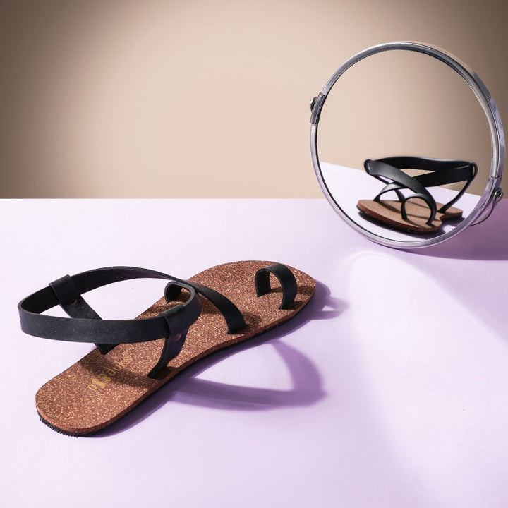 SKO Cork Sandals | Made of Recycle Tyre Tube Rubber | Unisex | Black & Brown