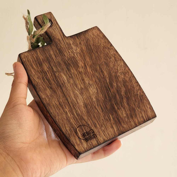 Mini Rectangular Cheese Board | Serving Tray With Handle | Seasoned Mango Wood | Hand-Crafted | 7 Inch