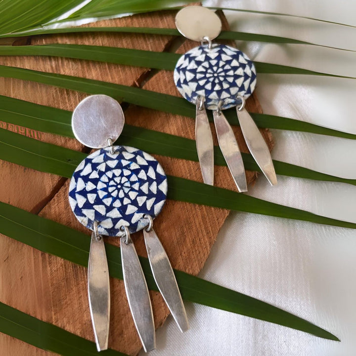 Mandala Earrings | Silver Jewellery | Hand Painted Earrings | Eclectic