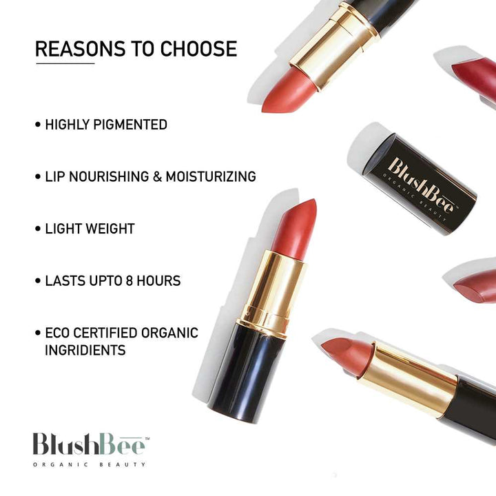 Velvety Rose Lipstick | Lip Nourishing | Vegan |  Organic | 2.3 CM | 4.2 GM