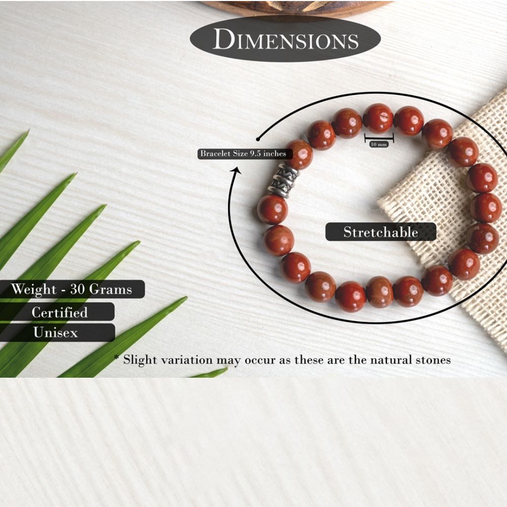 Jasper Bracelet | Wellness Jewelry | Red Jasper Semi Precious Stone Beads | Certified