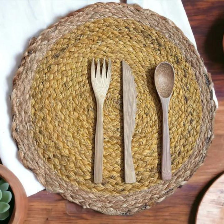 Jute Placemat Set Of 2 | Boho Table Linen | Dining Decor | Pale Yellow