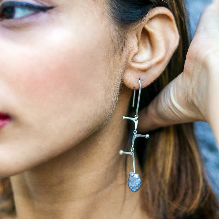 Dangling Earrings | Silver And Reclaimed Aluminium Nuggets | Exquisite Design | Unique