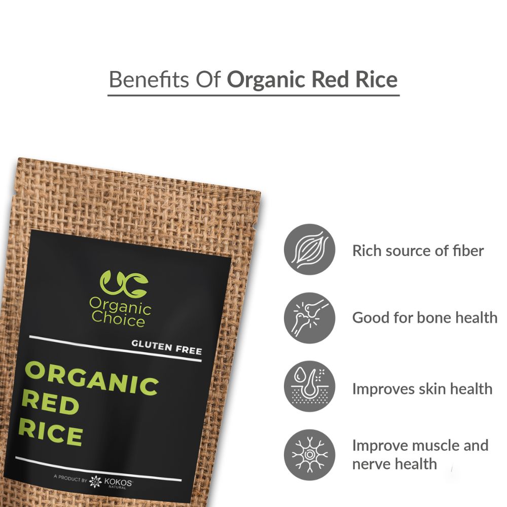 Organic Red Rice | Gluten Free | 100 % Natural Whole Grain | 500 GM