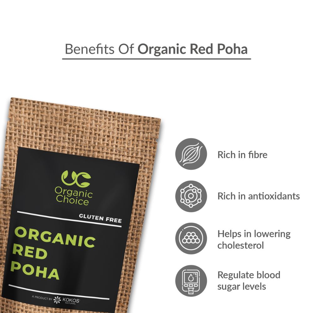 Organic Red Poha | Flattened Rice | Gluten Free | 100 % Natural | 400 GM