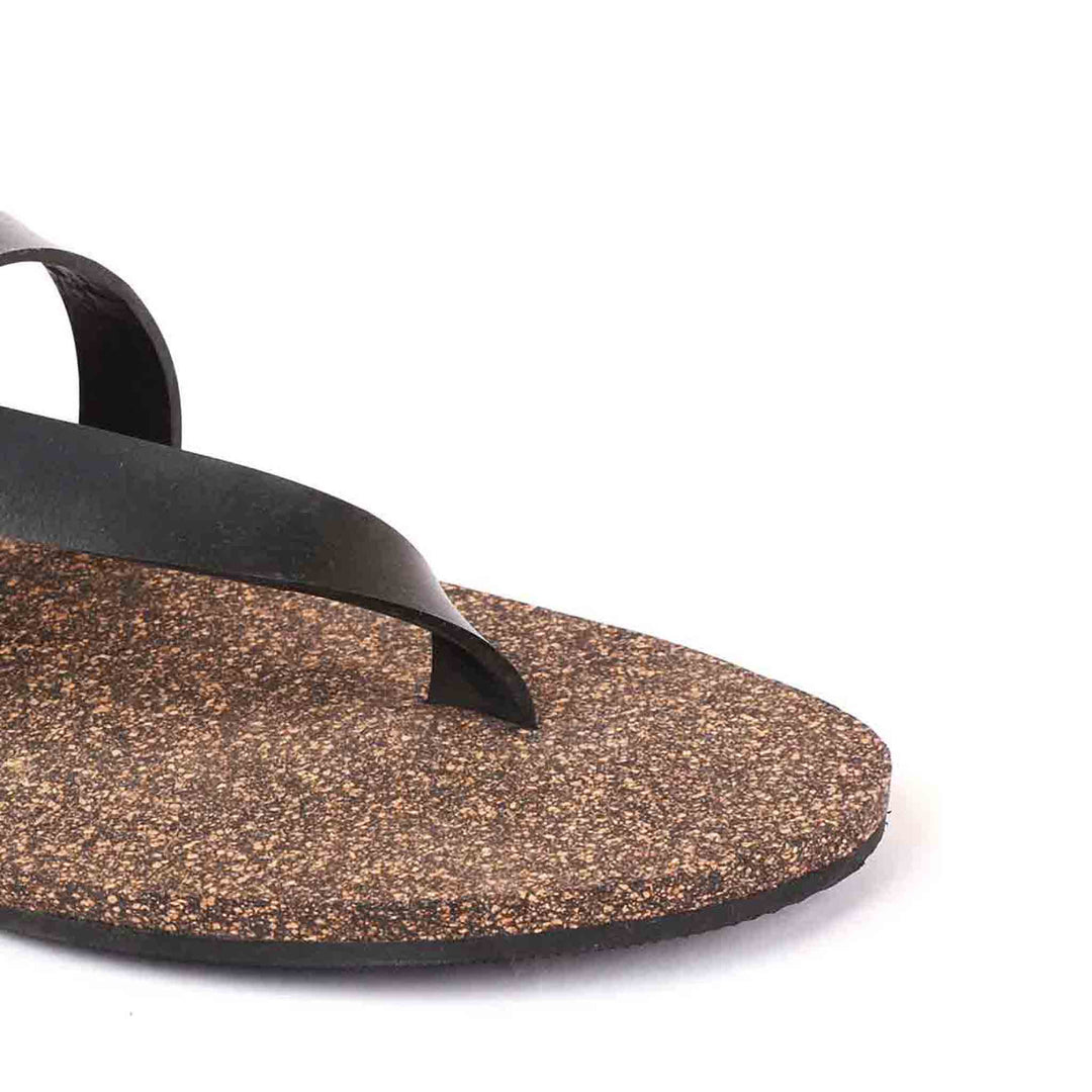 Muddy Brown And Black Flat Sandals for Men | Recycled Strap & Waterproof Cork