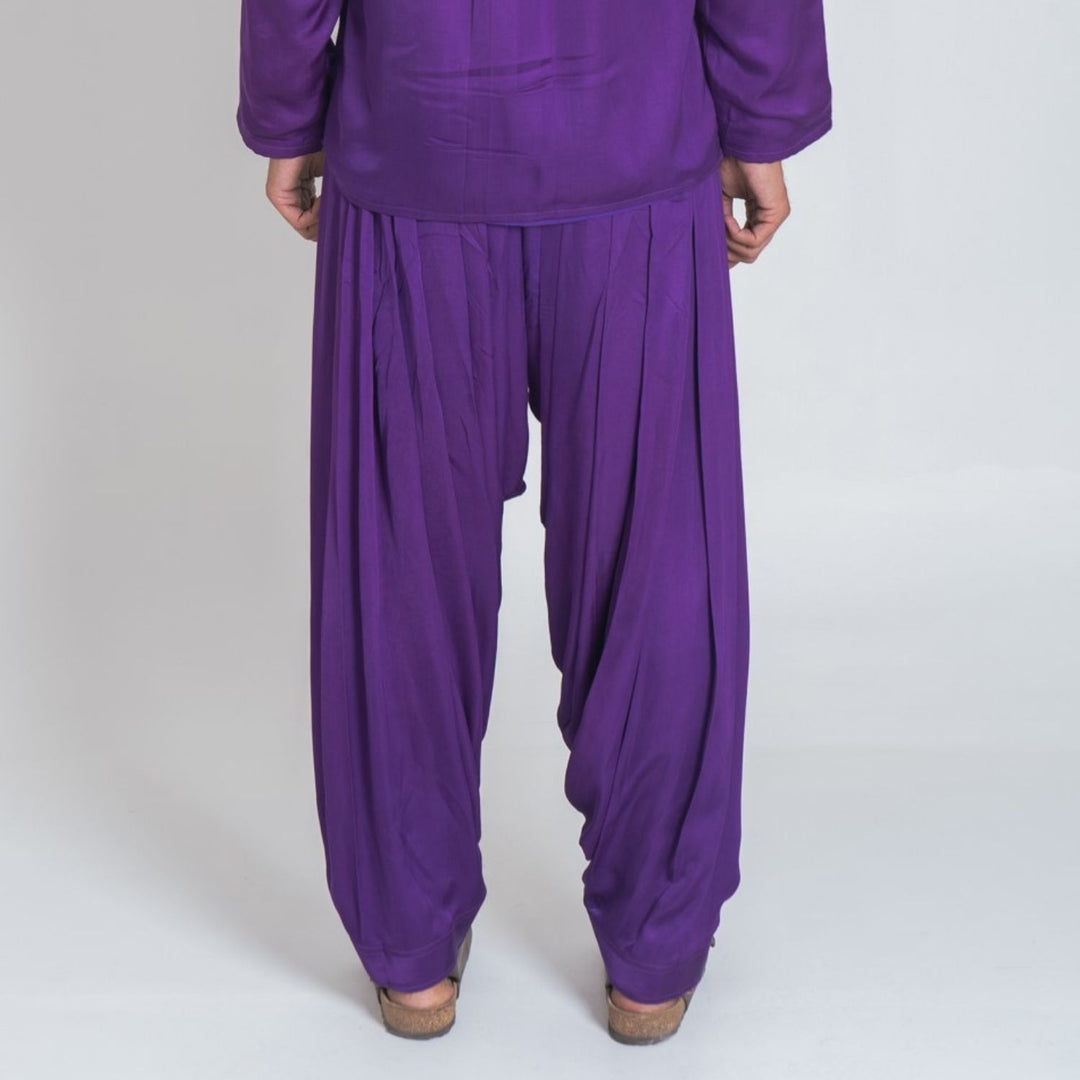 Purple Draped Dhoti Pant | Contemporary Occasion Wear | Sustainably Stylish