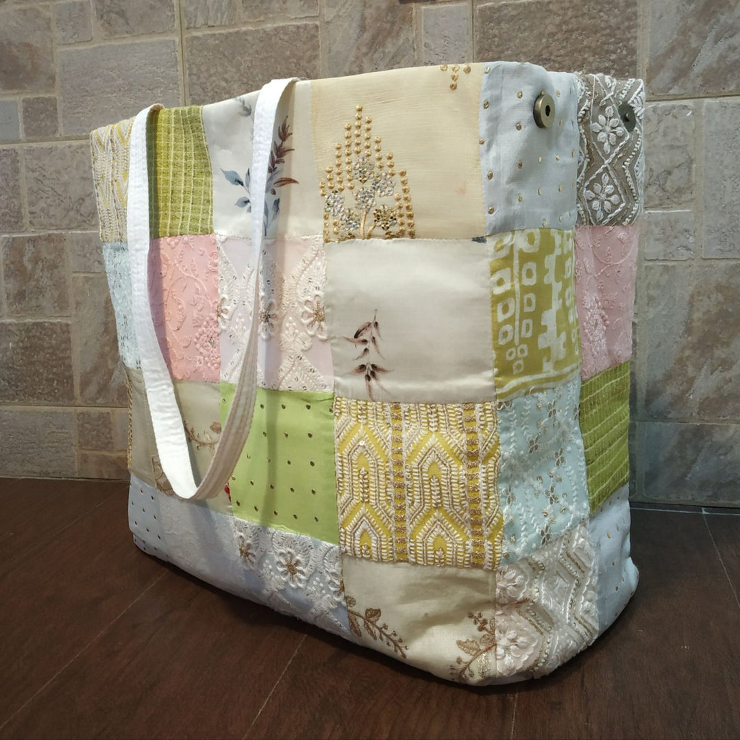 Large Tote Bag For Women | Hand-Crafted | Pastel Soft Tone