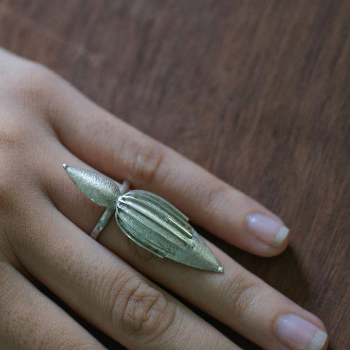 Pure Silver Finger Ring | Eclectic Style | Contemporary Traditionalist | Double Sided Petals