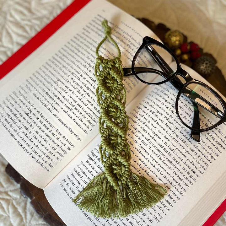 Bohemian Hand-Crafted Bookmark With Tassels | Macrame Craft | Natural Cotton | Hand-Made | 10"