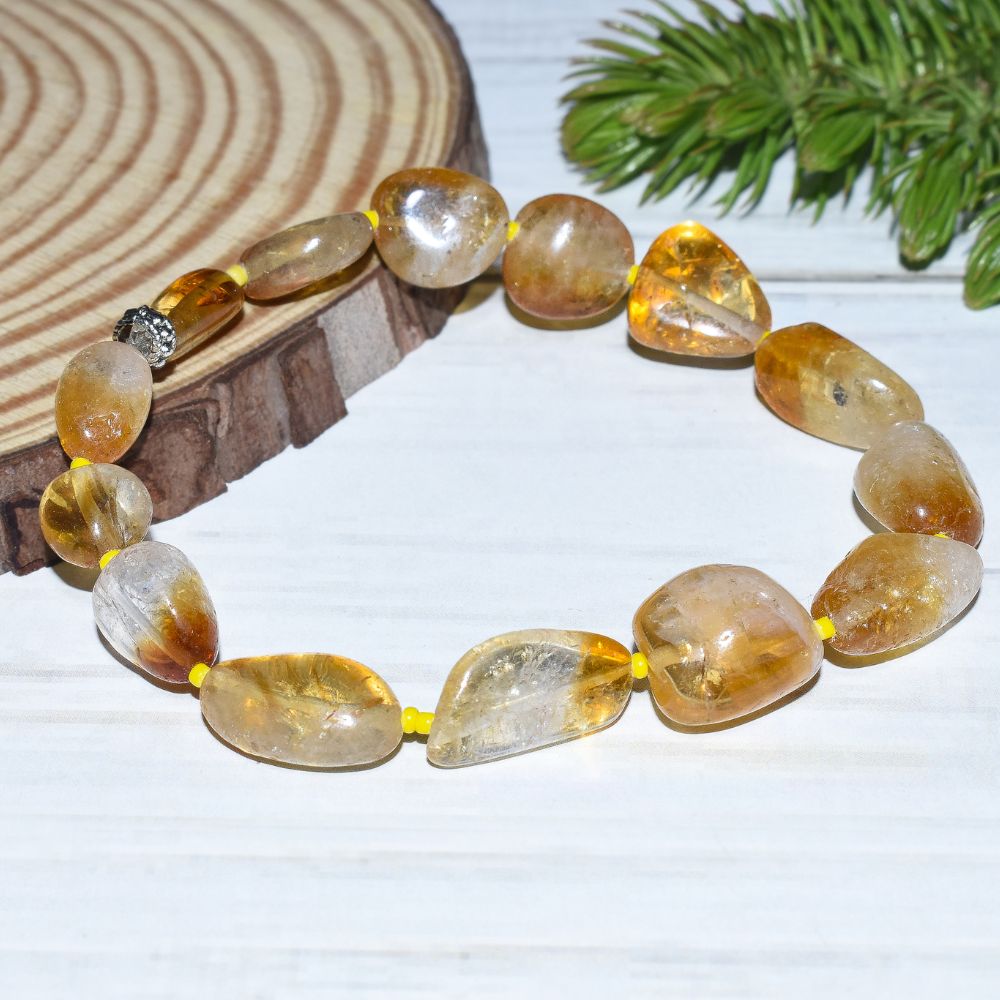 Citrine Bracelet | Semi Precious Natural Stone | 24 Beads | Sustainable | Hand Made