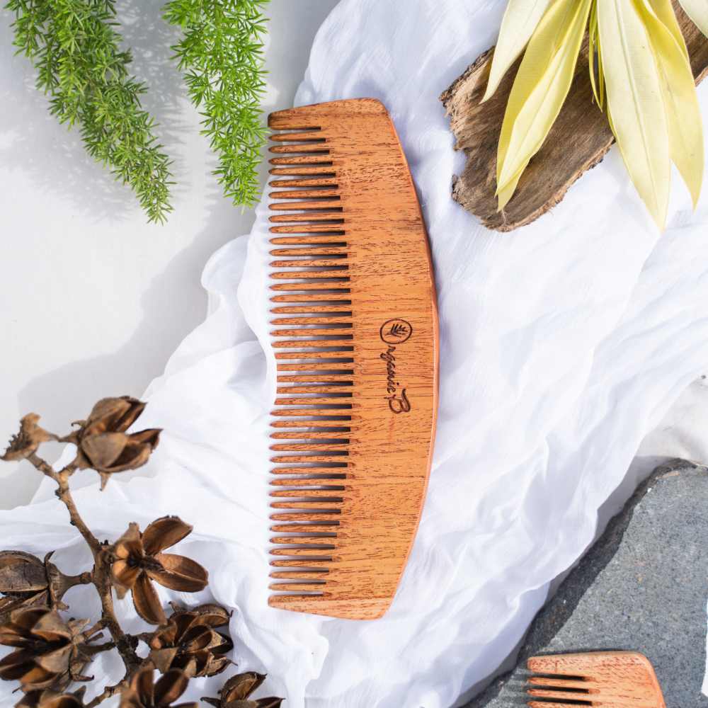 Handmade Pure Neem Wood Moon Shaped Comb