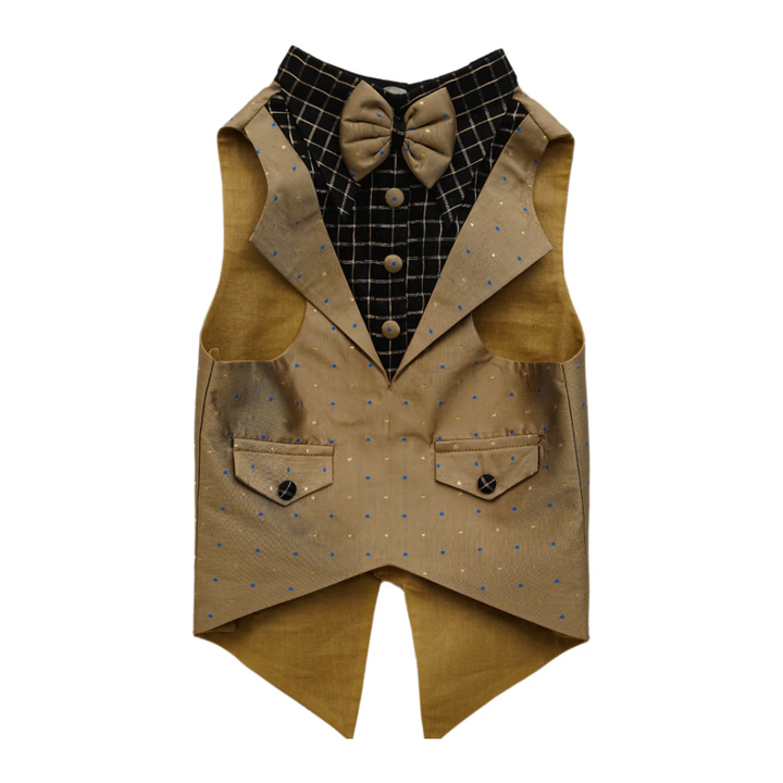 Dog Tuxedo | Hand-Woven Cotton | Khaki & Black | Hand-Made | S-M-L-XL