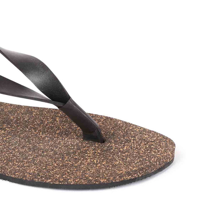 Black Thong-Strap Waterproof Cork Sandals | Unisex | Vegan & Biodegradable