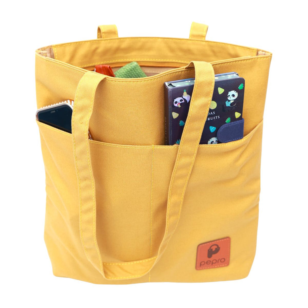 Shopper Tote Bag With Concealed Pockets | Cotton | Spacious | Multi-Pocket