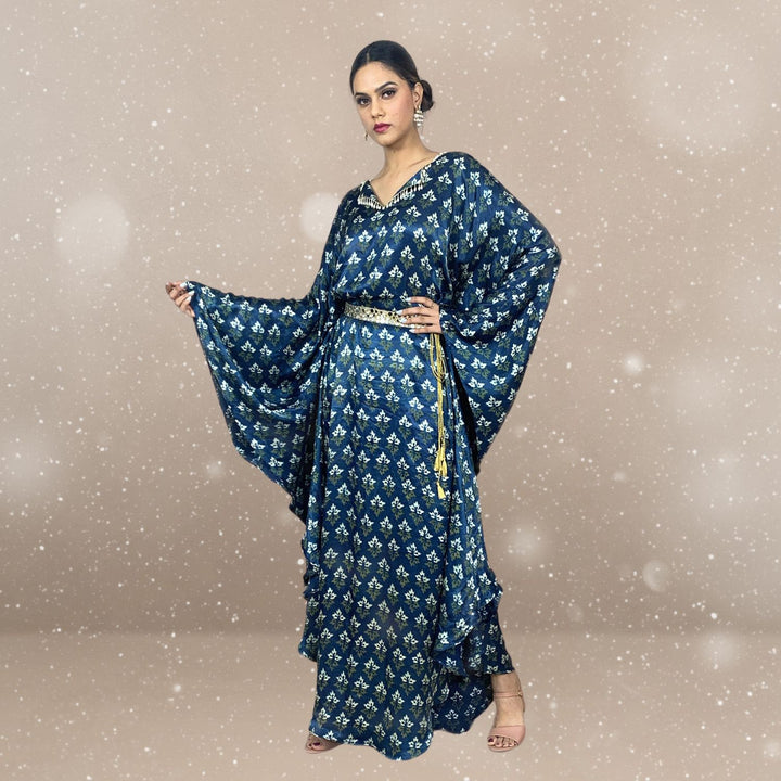 Wink Tulip Ajrakh Modal Kaftan | Hand-Block Print | Radiant Reverie