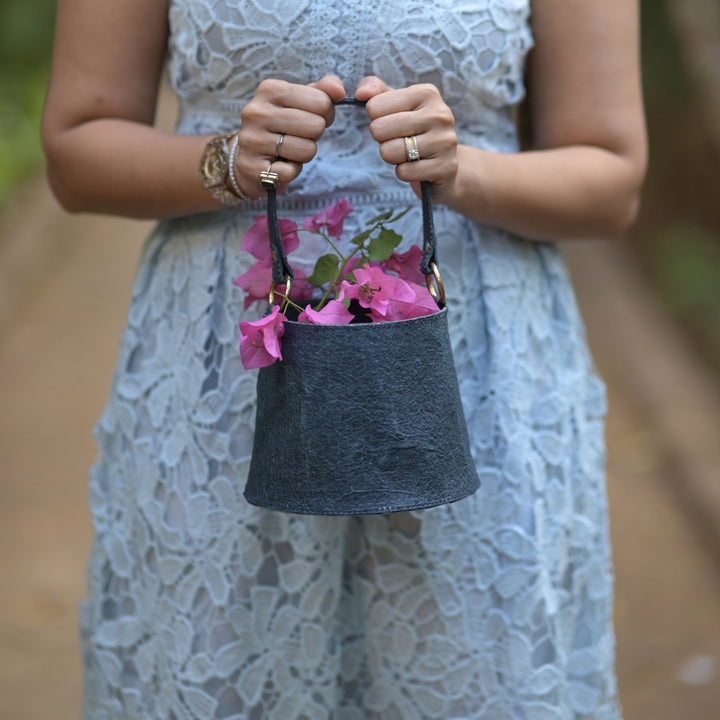 Bucket Bag For women | Indigo | Made of Coconut Leather | Stylish