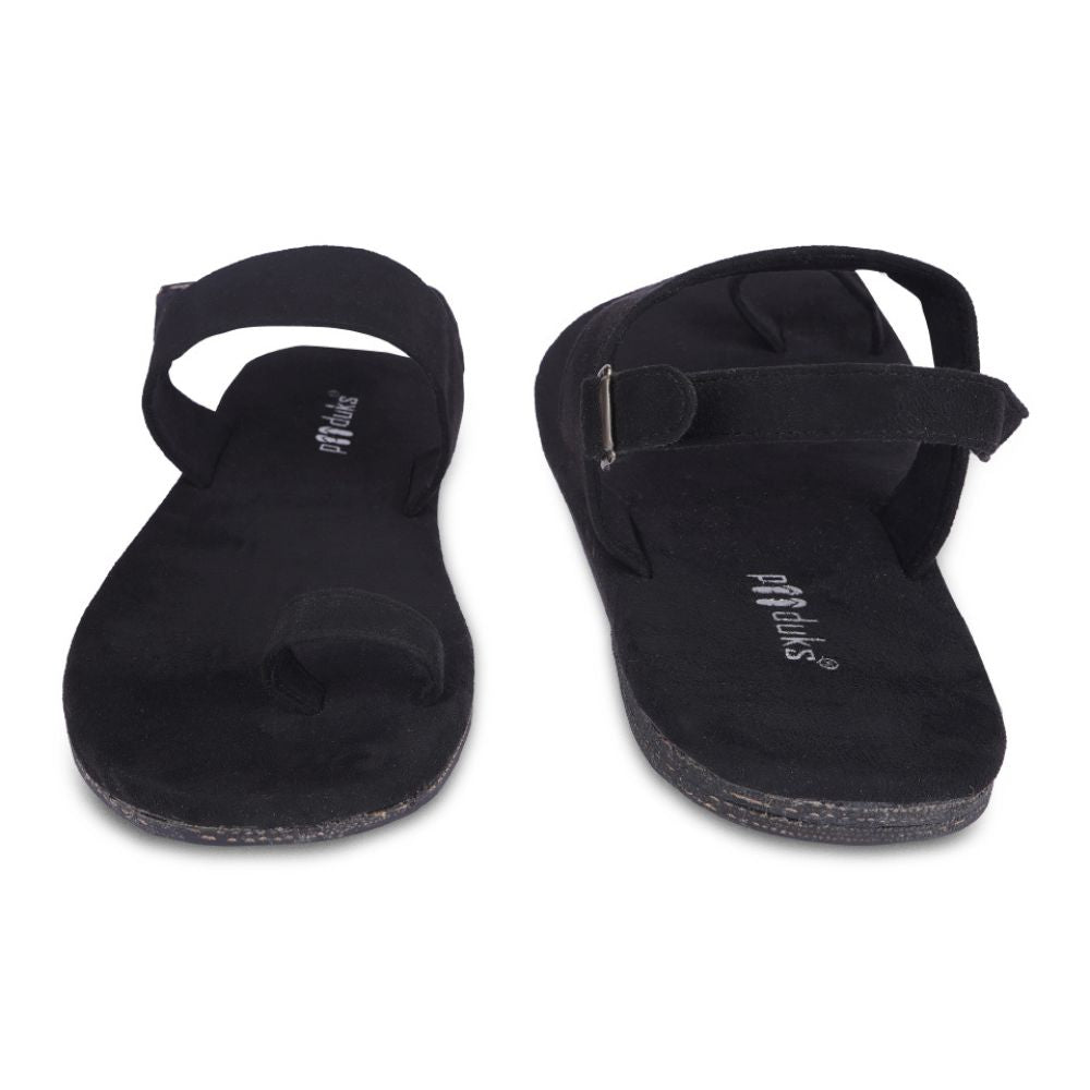 Black Flat Sandals For Men | Designed and Made Sustainably by Artisans