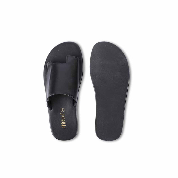 Comfy Black Eco-Friendly Men Flats | Cloak Vegan Leather Slides