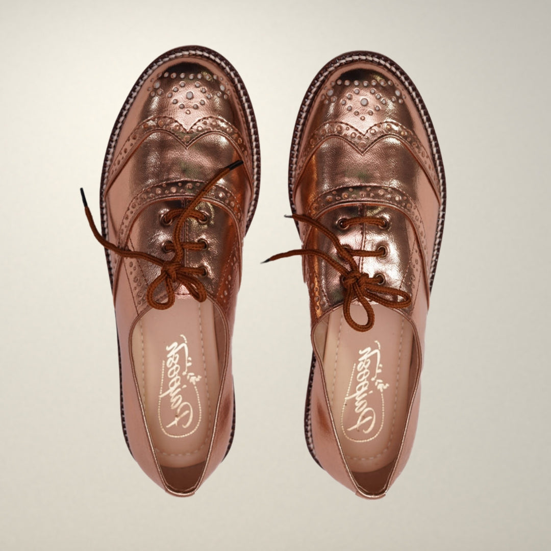 Oxford Brogues For Women | Hand-Crafted | Formal And Party Wear | Rose Gold