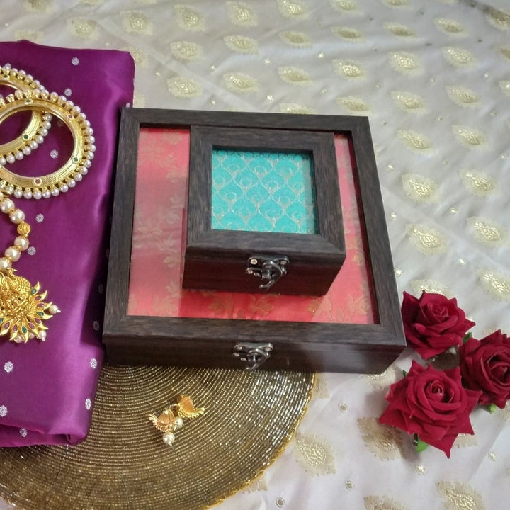 Red Banarasi Jewellery Box | Hand-Crafted | Storage Box | 8 X 8 Inches