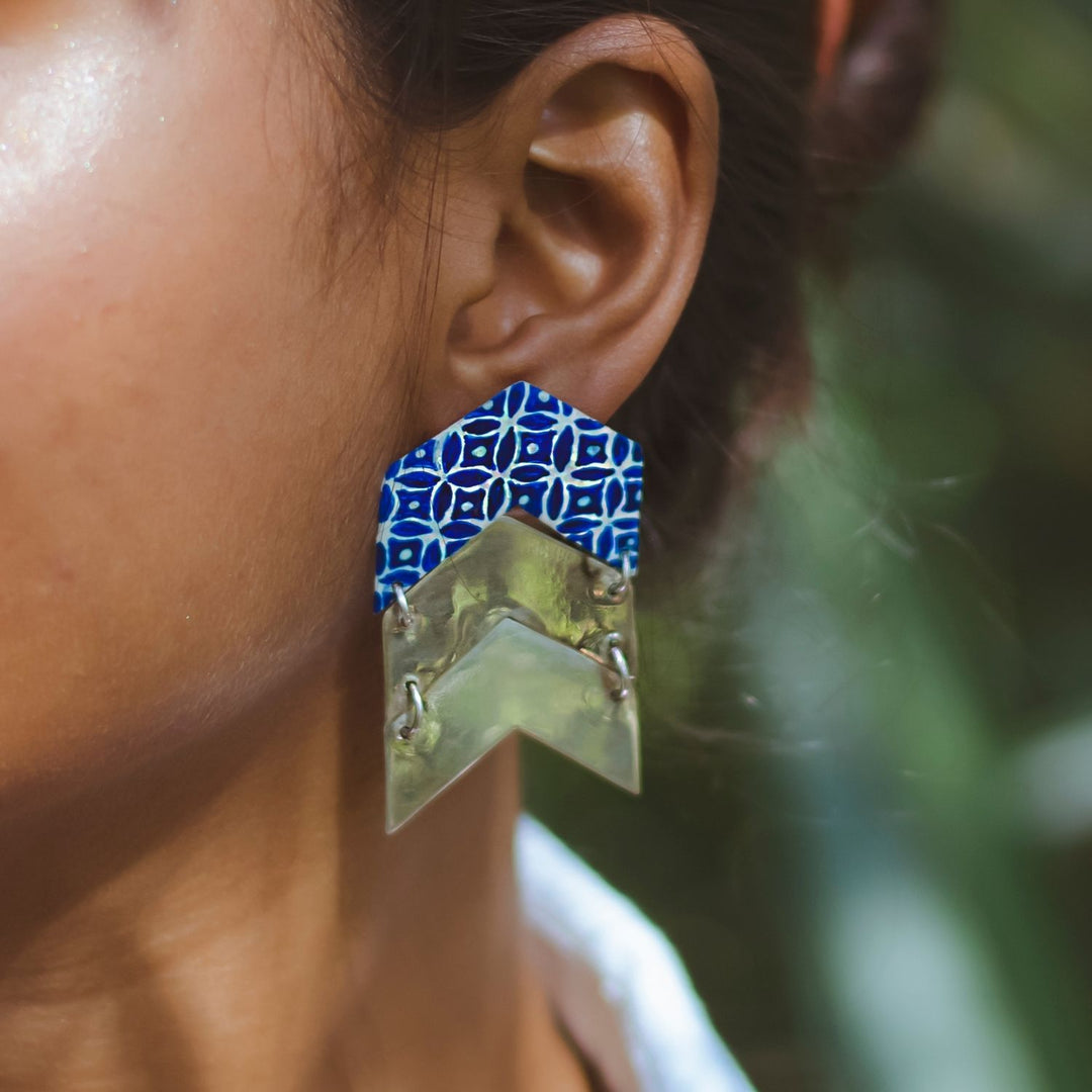 Disha Earrings | Silver Jewellery | Hand Painted Earrings | Unique Design