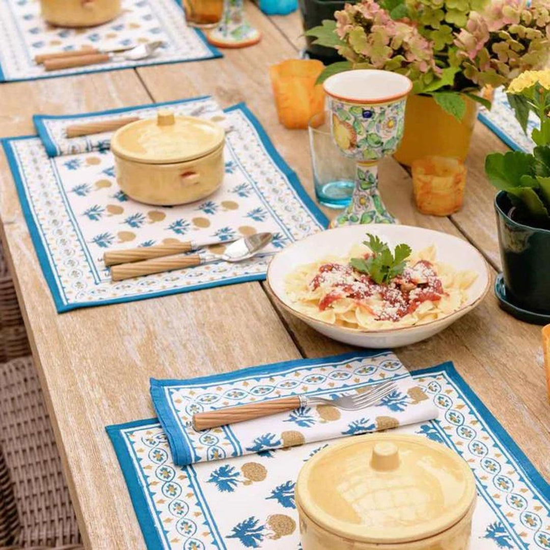 Teal Blush Table Mats | Intricate Pattern | Sustainable | 12x18 Inches