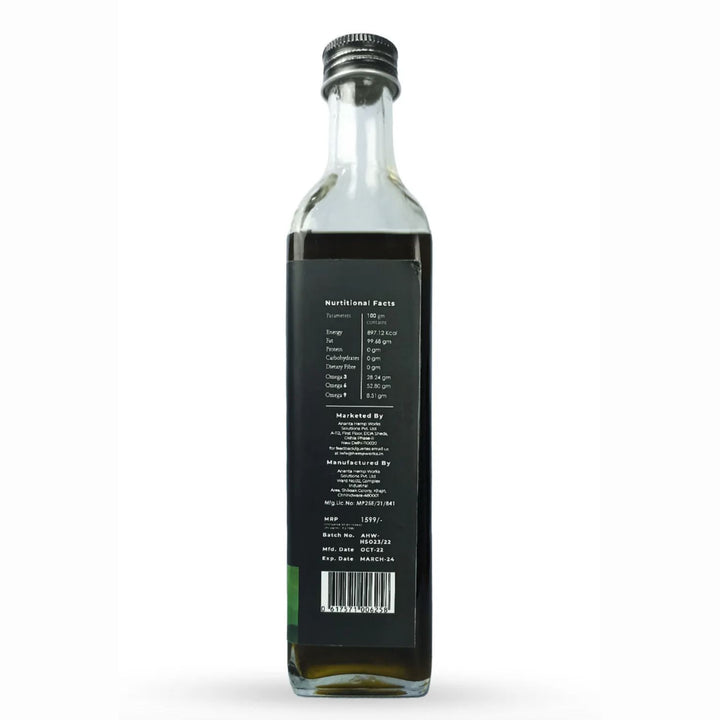 Hemp Seed Cold Pressed Oil |  Brain, Body And Skin Rejuvenating | Bottle of 500 ML