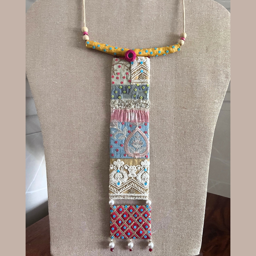 Long Panelled Necklace For Women | Smart Design | Handcrafted Fabric Jewelry